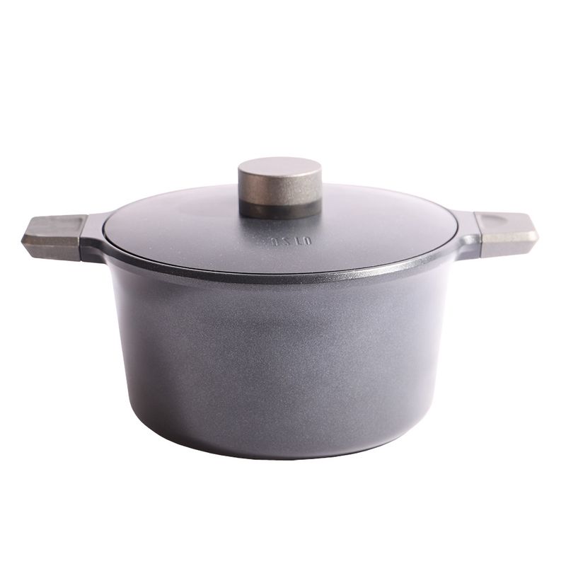 DRAMCHEF OSLO CACEROLA C/TAPA NEGRO 24CM