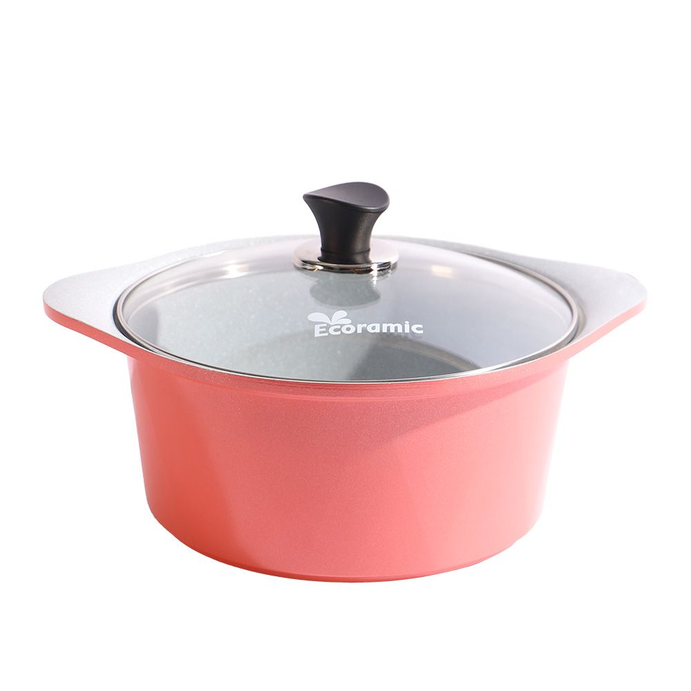 CACEROLA DE CERAMICA ECOMARIC CON TAPA 24CM ROSA