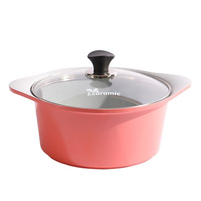 ECORAMIC CACEROLA CERAMICA C/TAPA 24CM ROSA