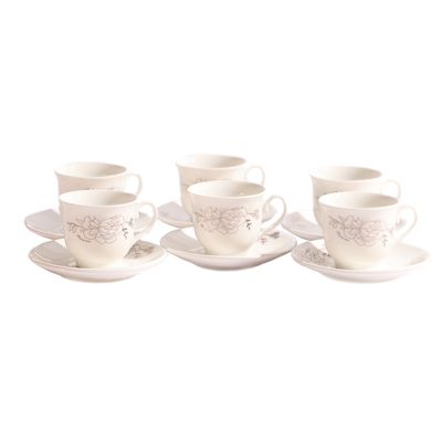 JUEGO DE TAZA CON PLATITO 90ML 6PZS
