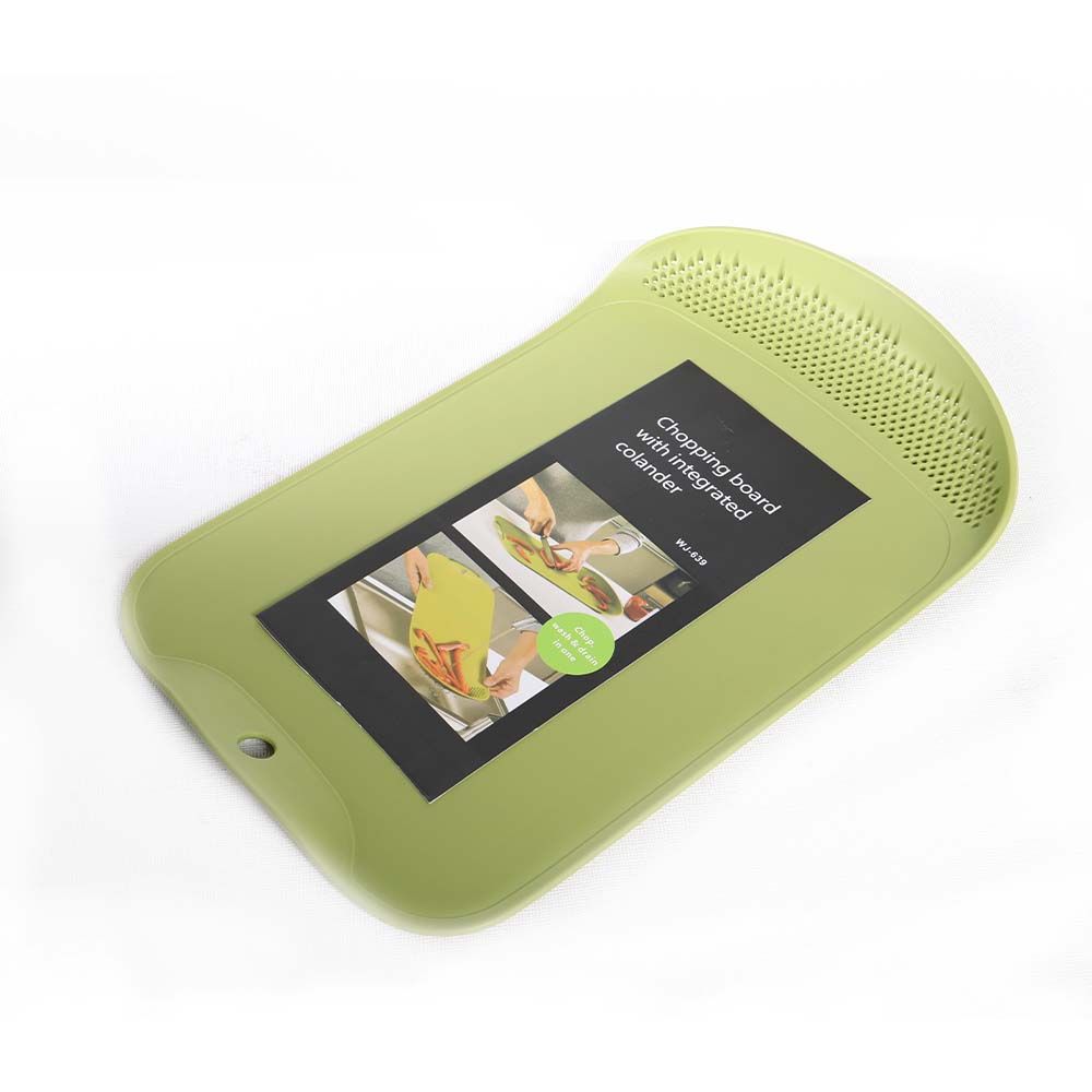 TABLA PARA PICAR CARNE VERDURAS  CON COLADOR 38CM X 24CM 