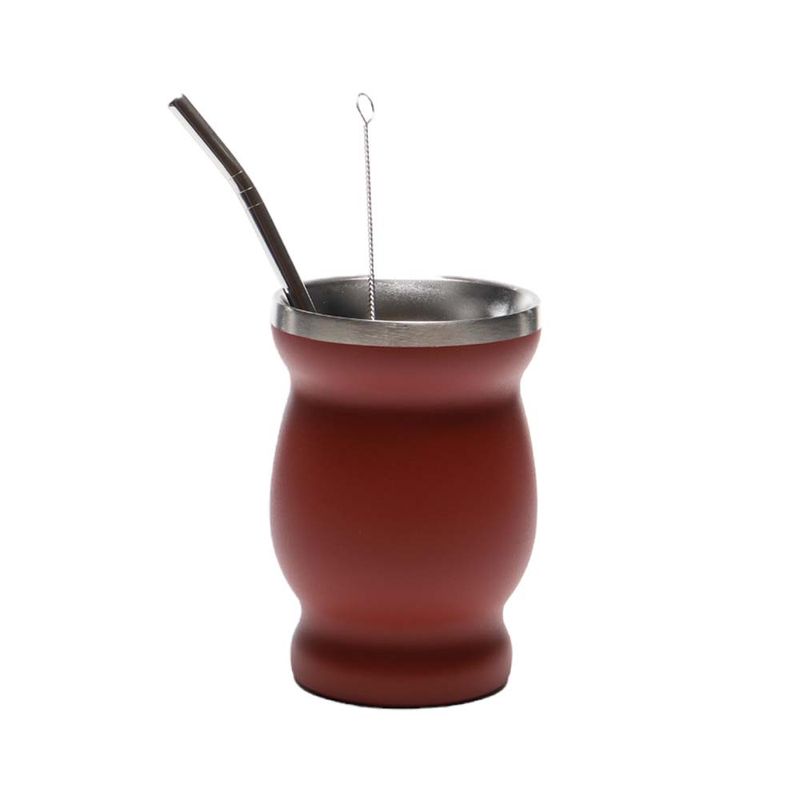 MATERO CON BOMBILLA INOXIDABLE ROJO