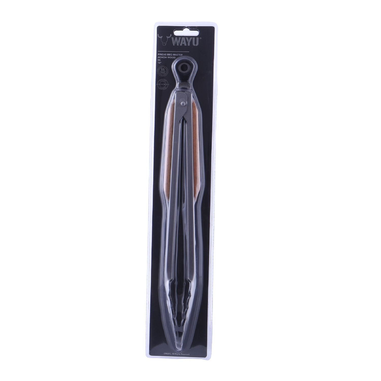 PINZA INOX C/MANGO MADERA WAYU