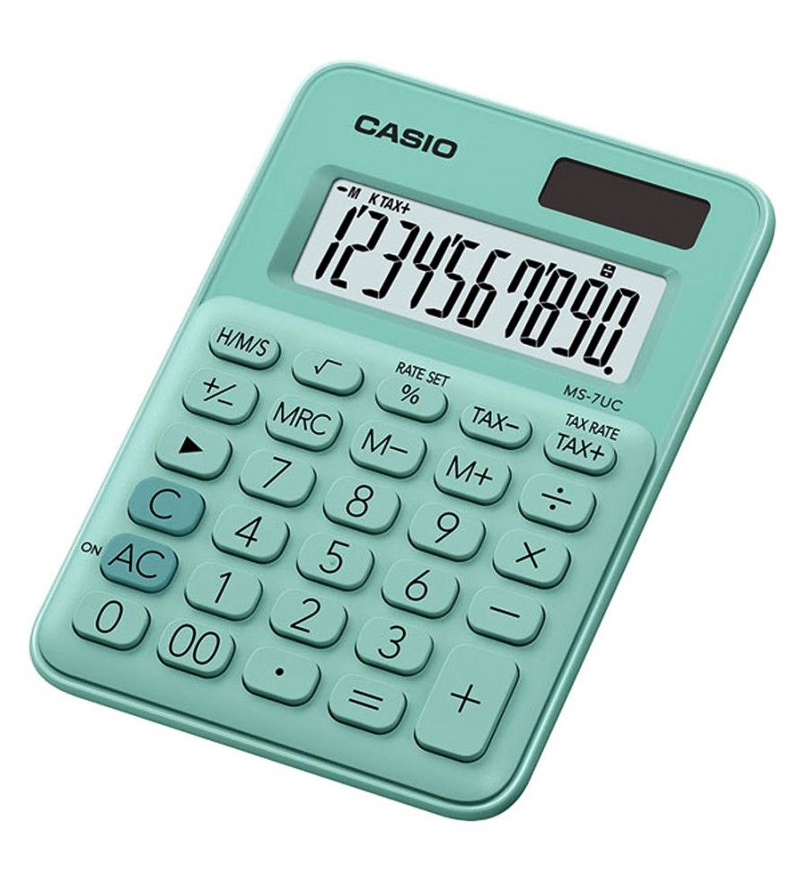 CALCULADORA CASIO MS-7UC-GN - 10 DÍGITOS - VERDE
