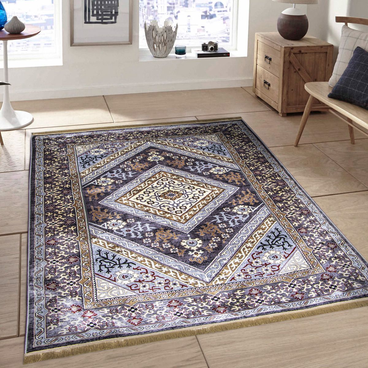 ALFOMBRA TURQUOISE 720PESS GREY 150X230