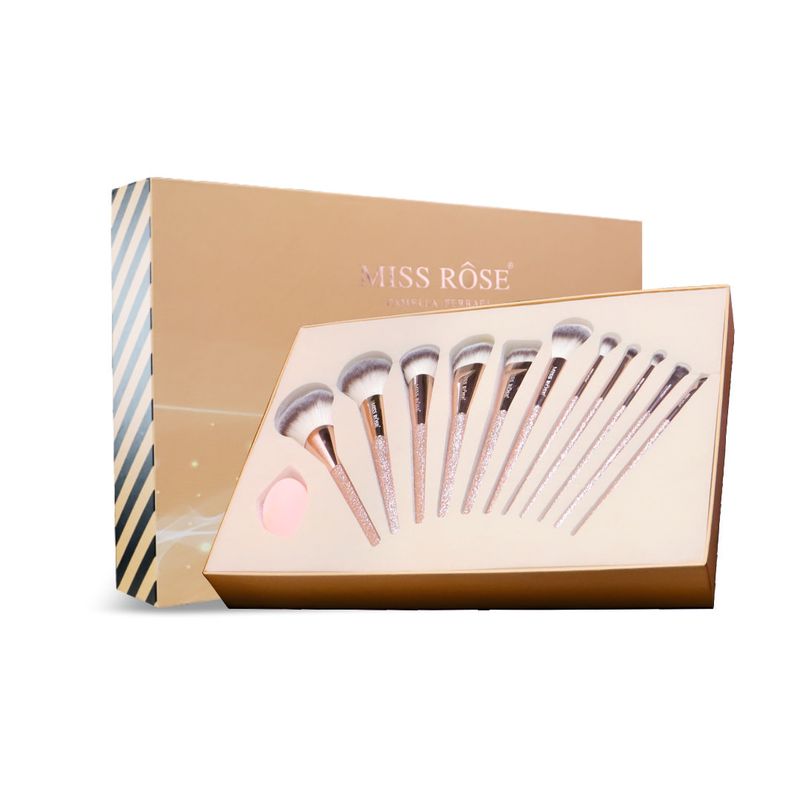 KIT DE PINCELES MISS ROSE PAMELA FERRARI 12 PCS ROSE