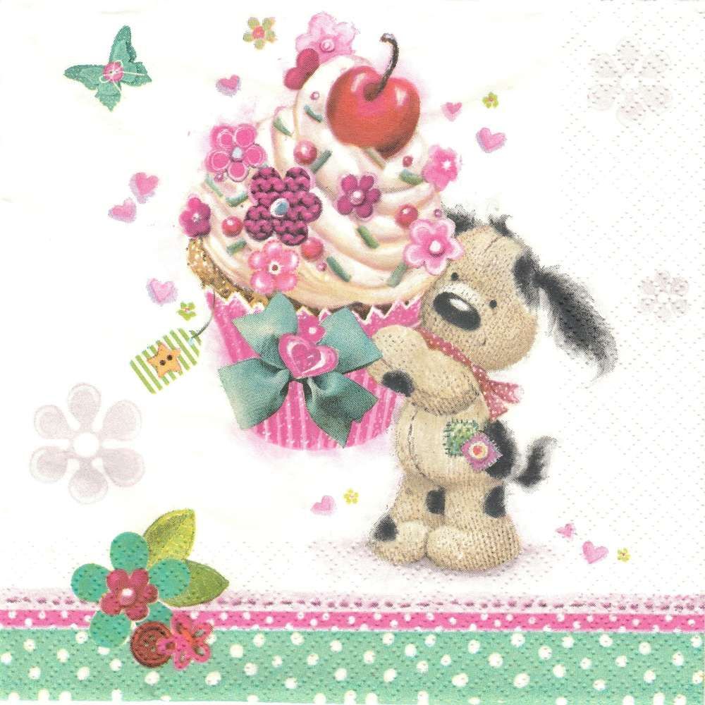 SERVILLETA DAISY DISEÑO CUPCAKE SDOG022301