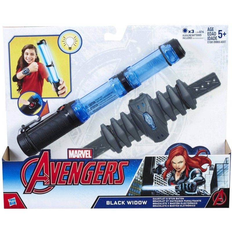 BRACELETE Y BASTON HASBRO MARVEL  AVENGERS BLACK WIDOW GAUNTLET