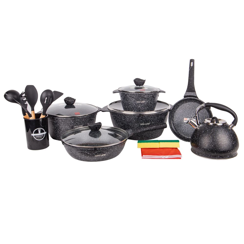 JUEGO DE OLLAS UCC LIFE INDUCCION NEGRO 20 PIEZAS