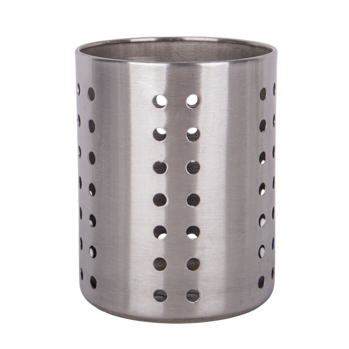 PORTA CUBIERTOS COLADOR REDONDO DE ACERO INOX 9X12CM