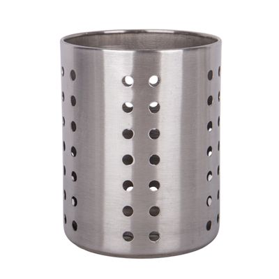 PORTA CUBIERTOS COLADOR REDONDO DE ACERO INOX 9X12CM