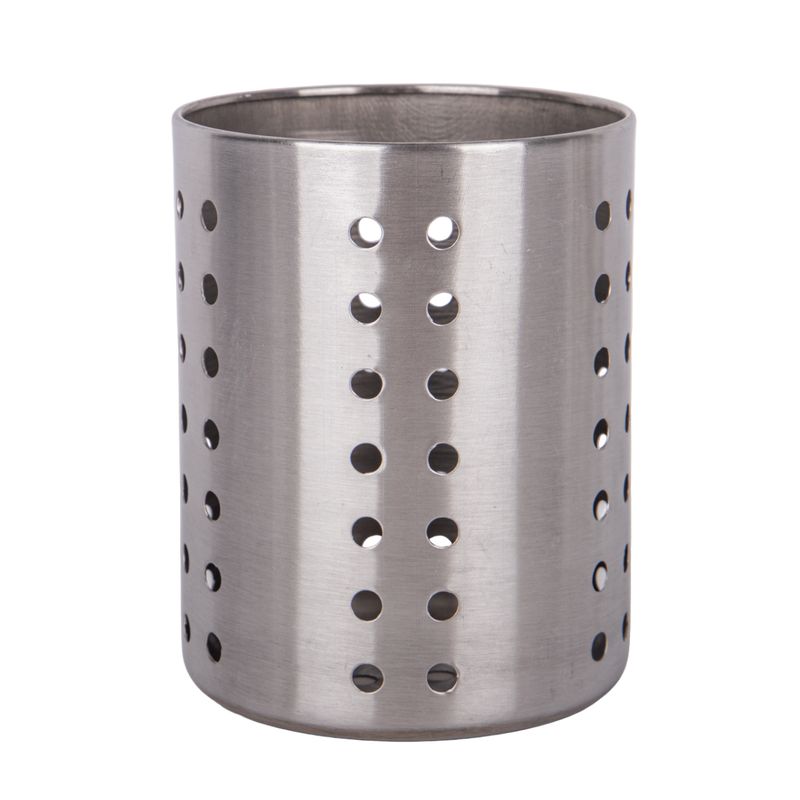 PORTA CUBIERTOS COLADOR REDONDO DE ACERO INOX 9X12CM