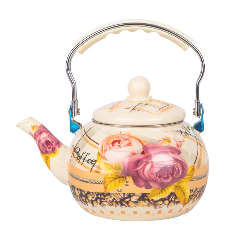 PAVA ESMALTAD VINTAGE ELEGANTE DE 2,50 LITROS COLOR BLANCO FLORAL.