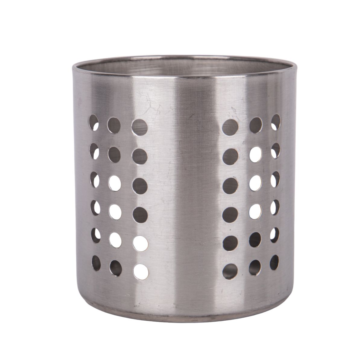 PORTA CUBIERTOS COLADOR REDONDO DE ACERO INOX 12X13CM 