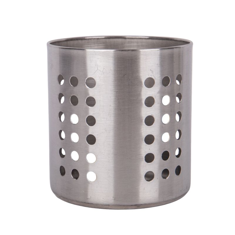 PORTA CUBIERTOS COLADOR REDONDO DE ACERO INOX 12X13CM 