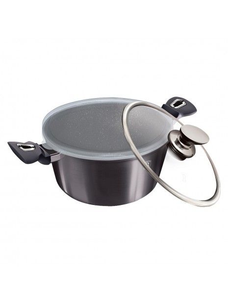 CACEROLA ANTIADHERENTE C/TAPA 28 CM GRIS BERLINGER HAUS