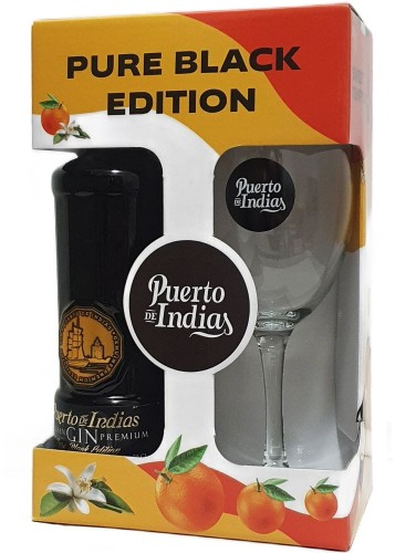 PACK GIN PUERTO DE INDIAS PURE BLACK + COPA