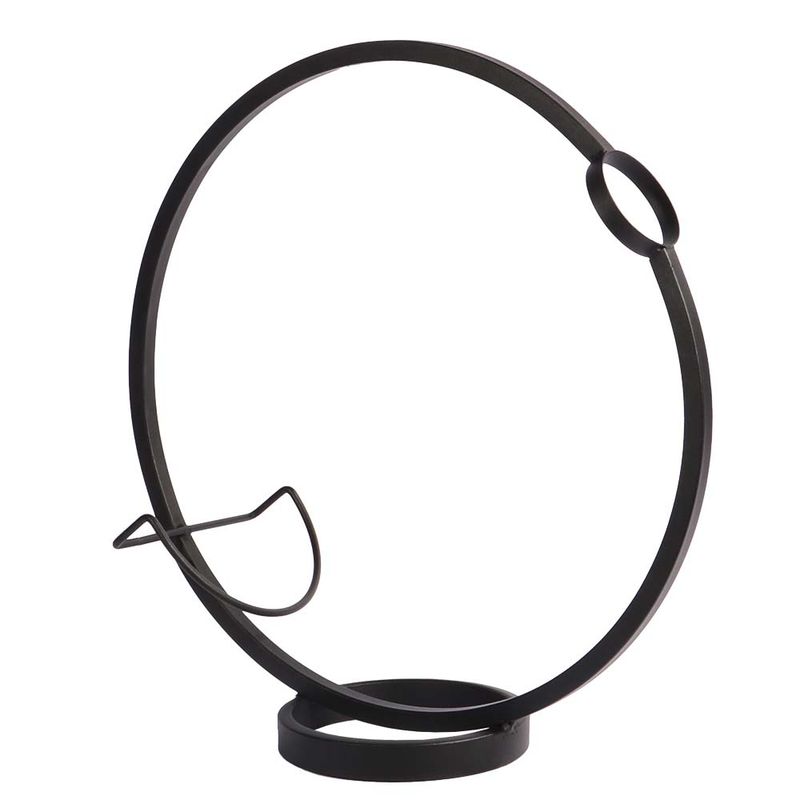 PORTA VINO CIRCULO DE METAL COLOR BRONCE 46X16X47CM 