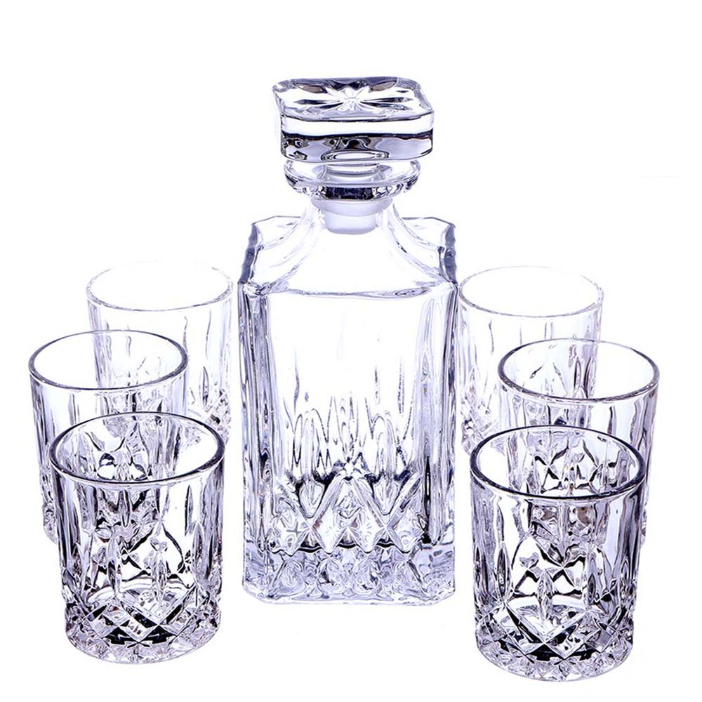 JUEGO DE LICORERA 650ML CON VASOS 200ML 7PZS 