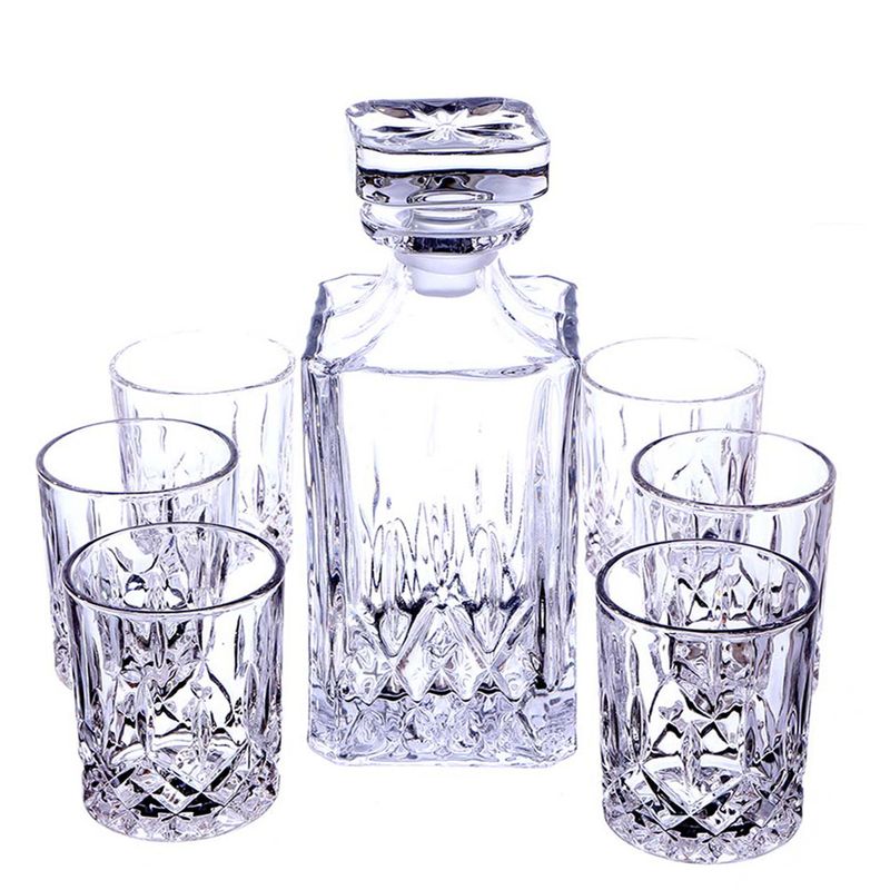 JUEGO DE LICORERA 650ML CON VASOS 200ML 7PZS 
