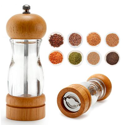MOLEDOR DE PIMIENTA Y CONDIMENTOS EN ACRILICO Y MADERA 16CM