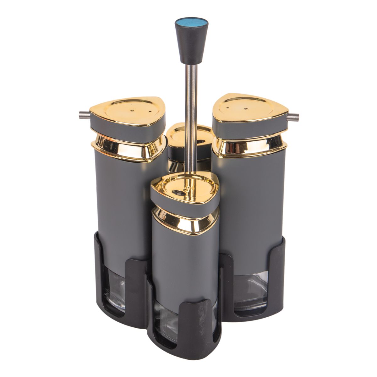 PORTA CONTIMENTO GIRATORIO EN ACERO INOX GRIS REDONDO 4PZ