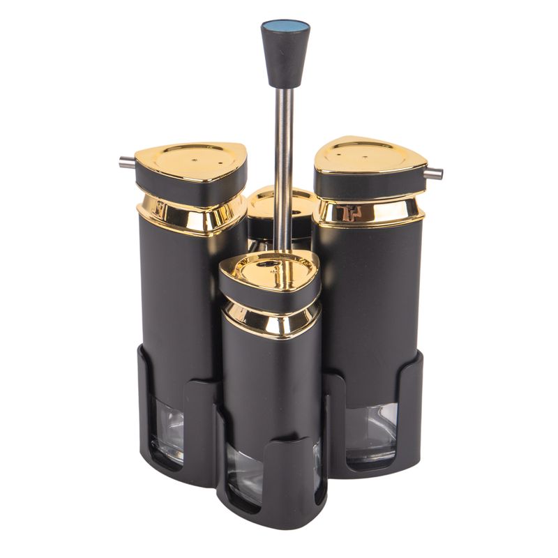 PORTA CONTIMENTO GIRATORIO EM ACERO INOX NEGRO REDONDO 4PZ