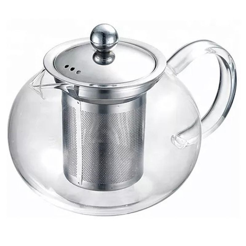 TETERA DE VIDRIO CON INFUSOR DE ACERO INOXIDABLE 950ML.