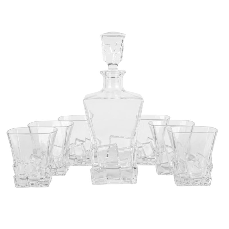 SET DE LICORERA 750ML 28CM PARA WHISKY CON 6 VASOS 300ML