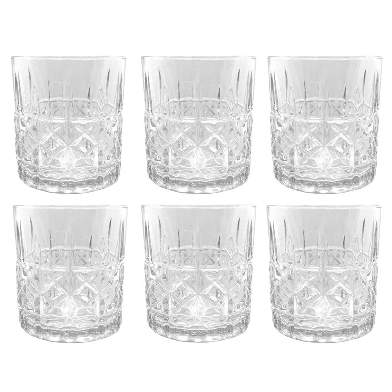 SET DE 6 VASOS DE VIDRIO DIAMONDS 270ML