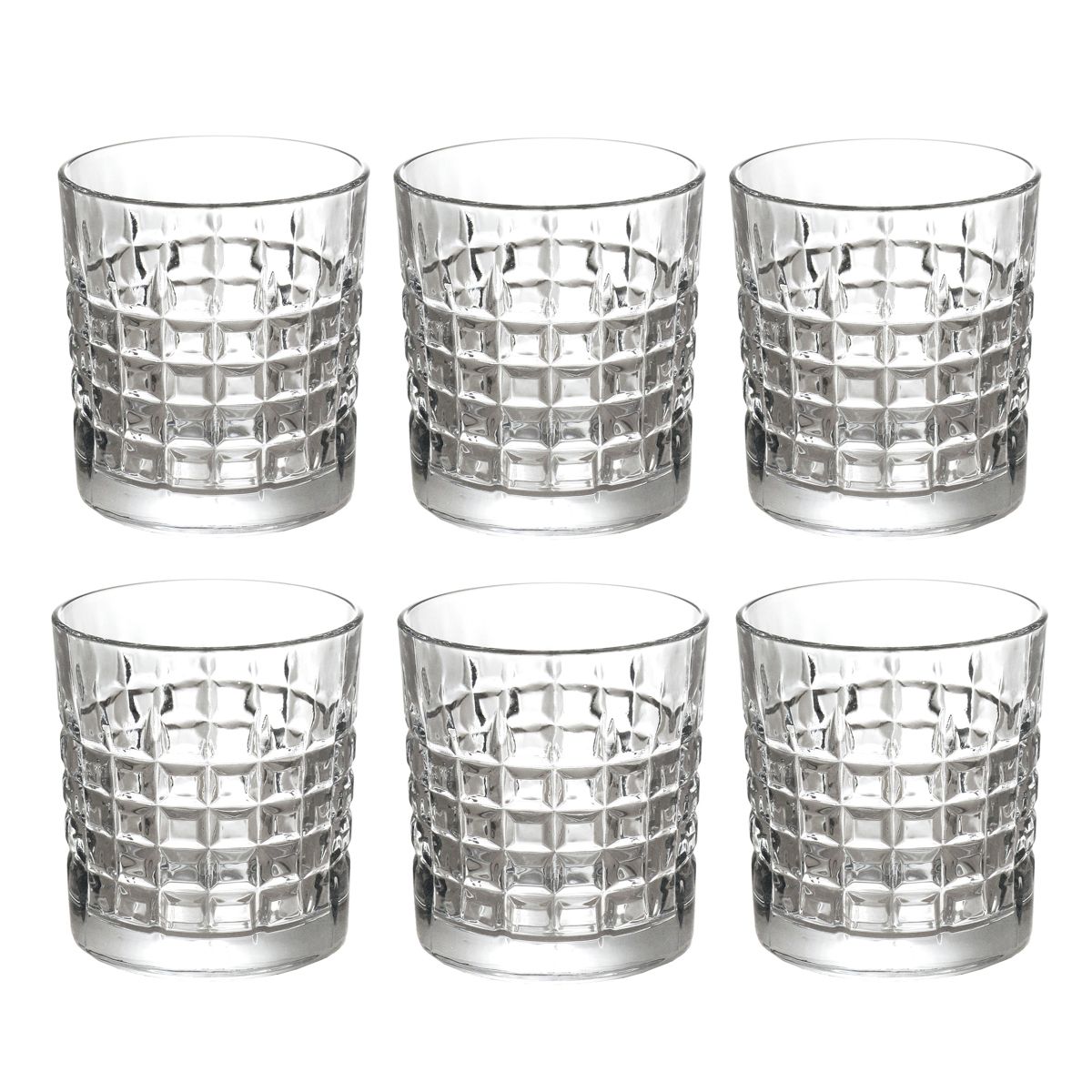 SET DE 6 VASOS DE VIDRIO DIAMONDS 280ML