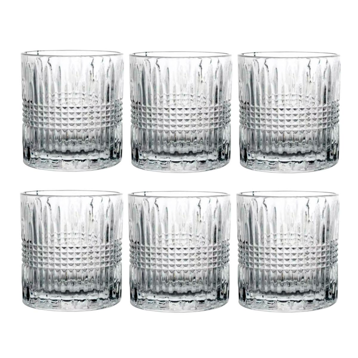 SET DE 6 VASOS DE VIDRIO DIAMONDS 270ML