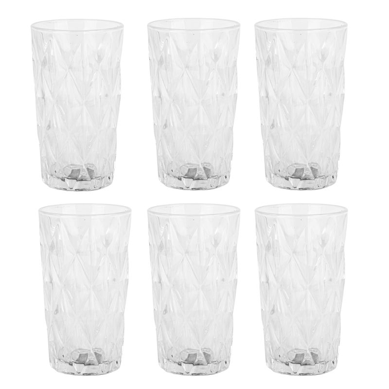 SET DE 6 VASOS DE VIDRIO DIAMONDS 260ML