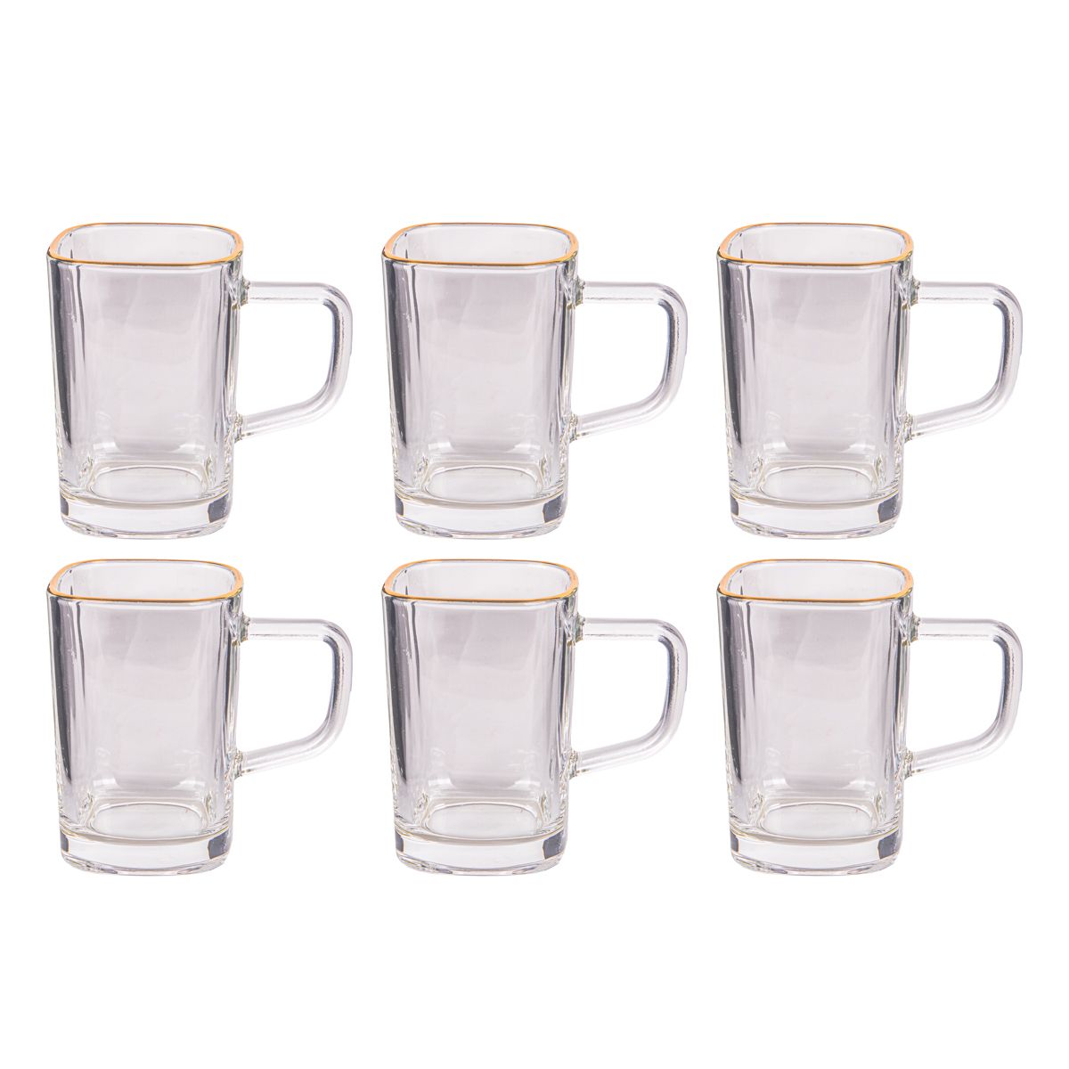 JUEGO DE TAZAS DE VIDRIO BORDE DORADO 6PCS 180ML