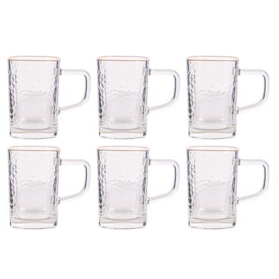 JUEGO DE TAZAS DE VIDRIO BORDE DORADO 6PCS 180ML