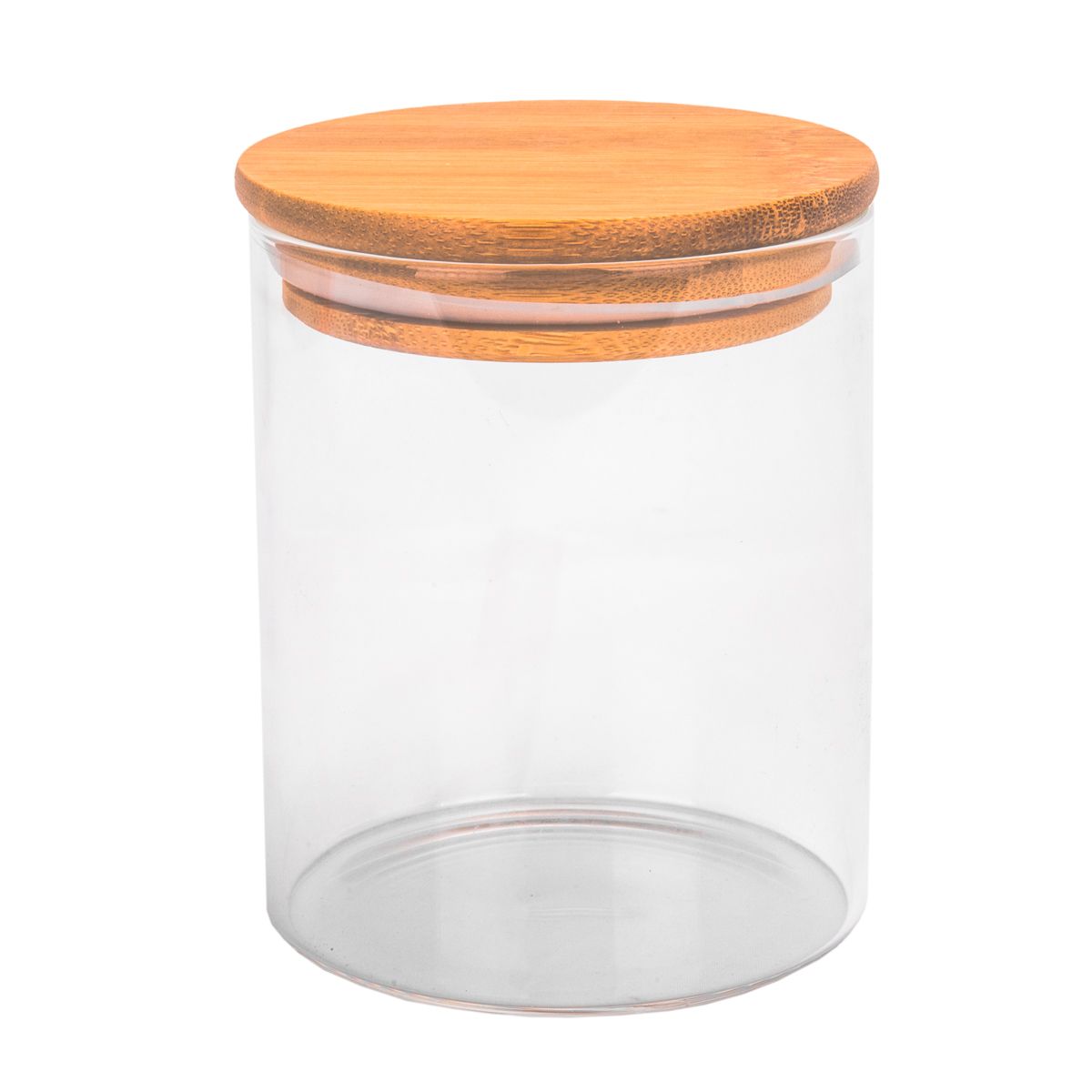 POTE DE VIDRIO TAPA DE BAMBU 8,5X10CM