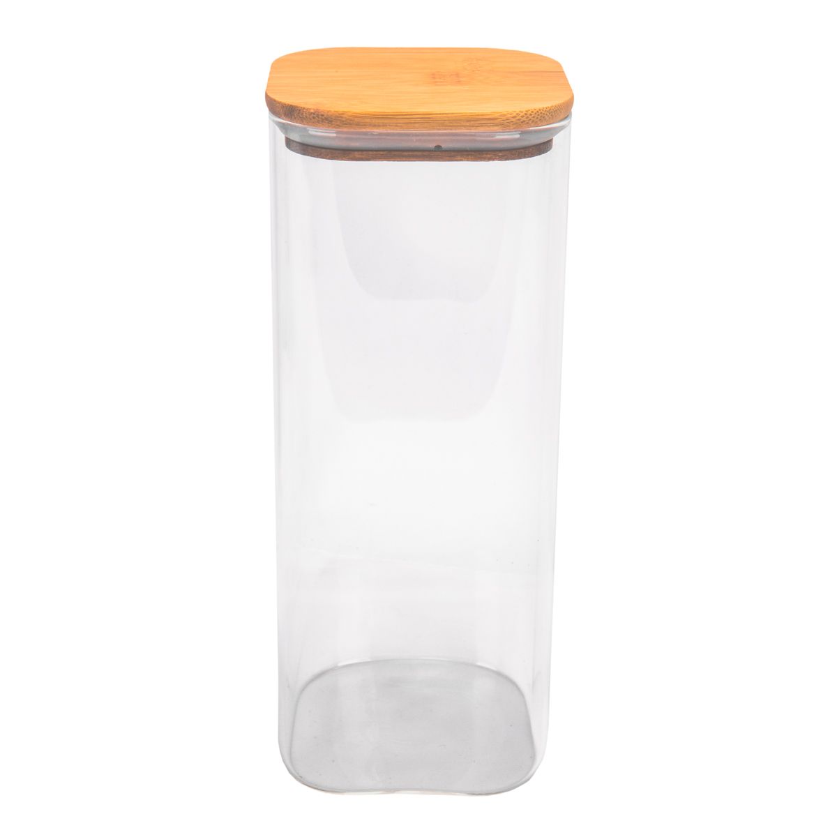 POTE DE VIDRIO TAPA DE BAMBU 10X25CM