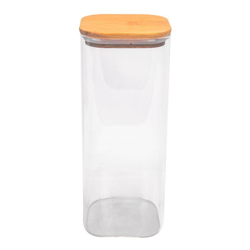 POTE DE VIDRIO TAPA DE BAMBU 10X25CM