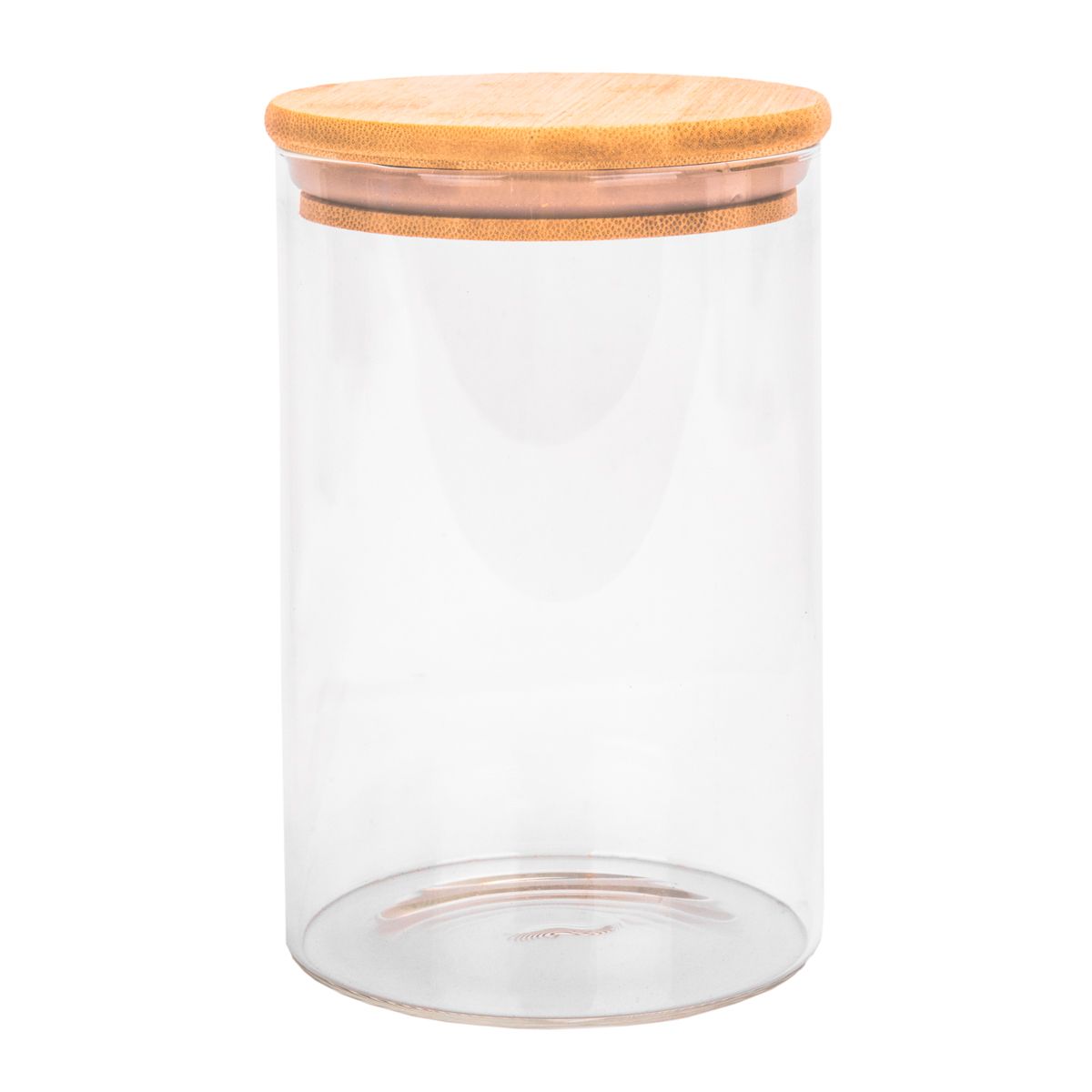 POTE DE VIDRIO TAPA DE BAMBU 10X15CM