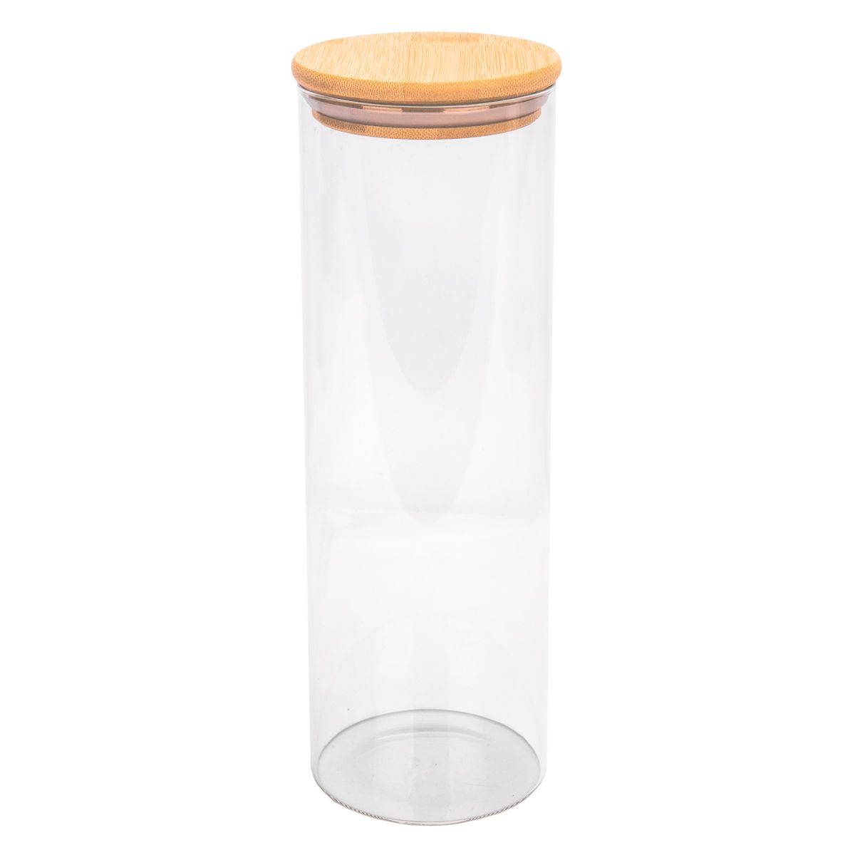 POTE DE VIDRIO TAPA DE BAMBU 8,5X25CM