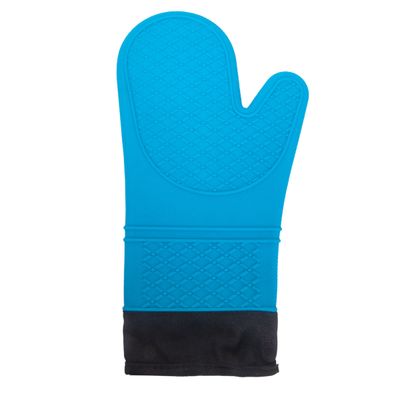 GUANTE DE SILICONA FORRO DE TELA P/ COCINA 35CM X 18CM AZUL