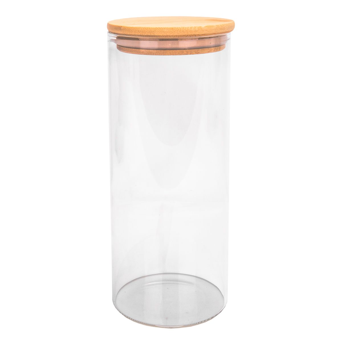 POTE DE VIDRIO TAPA DE BAMBU 8,5X20CM