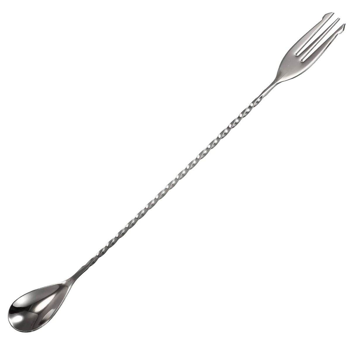 CUCHARA TENEDOR MEZCLADORA COCTEL Y JUGOS DE ACERO INOXIDABLE 26CM