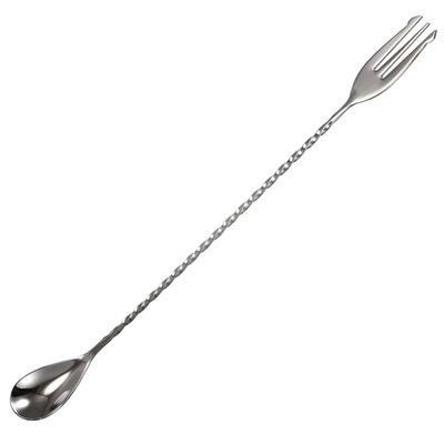 CUCHARA TENEDOR MEZCLADORA COCTEL Y JUGOS DE ACERO INOXIDABLE 26CM