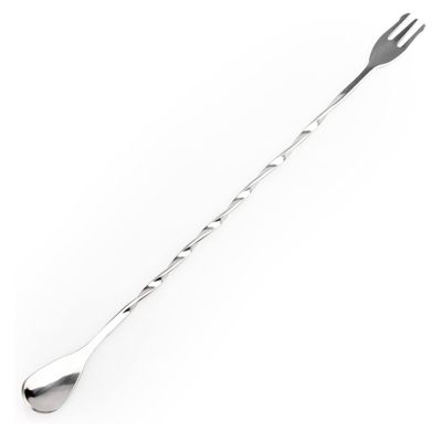 CUCHARA TENEDOR MEZCLADORA COCTEL Y JUGOS DE ACERO INOXIDABLE 32CM