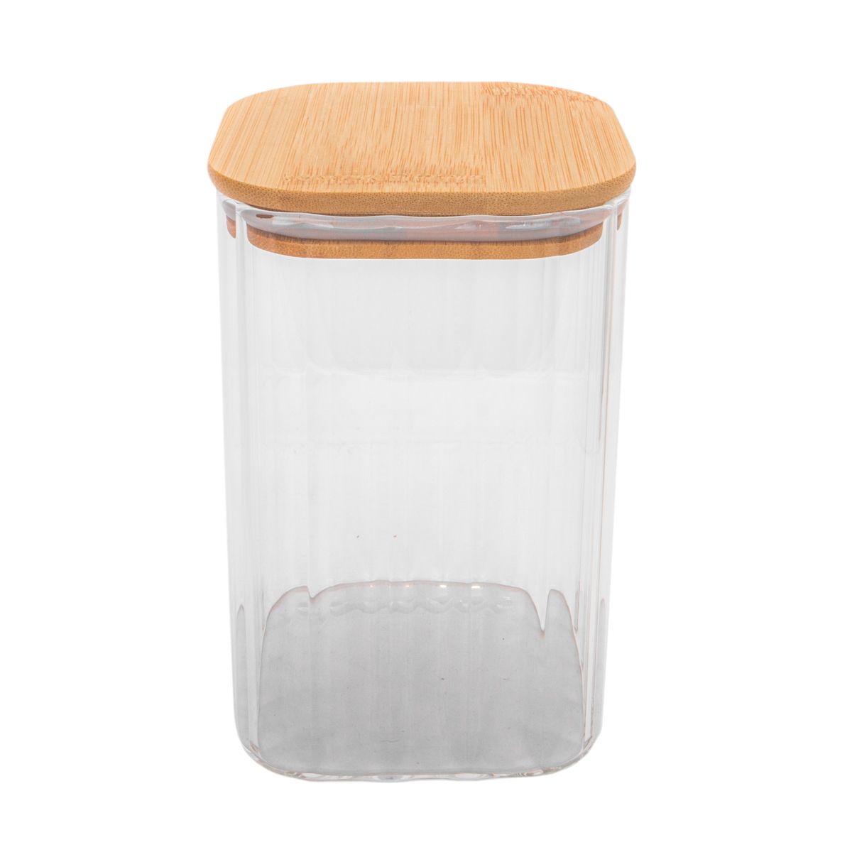 POTE DE VIDRIO TAPA DE BAMBU 10X15CM