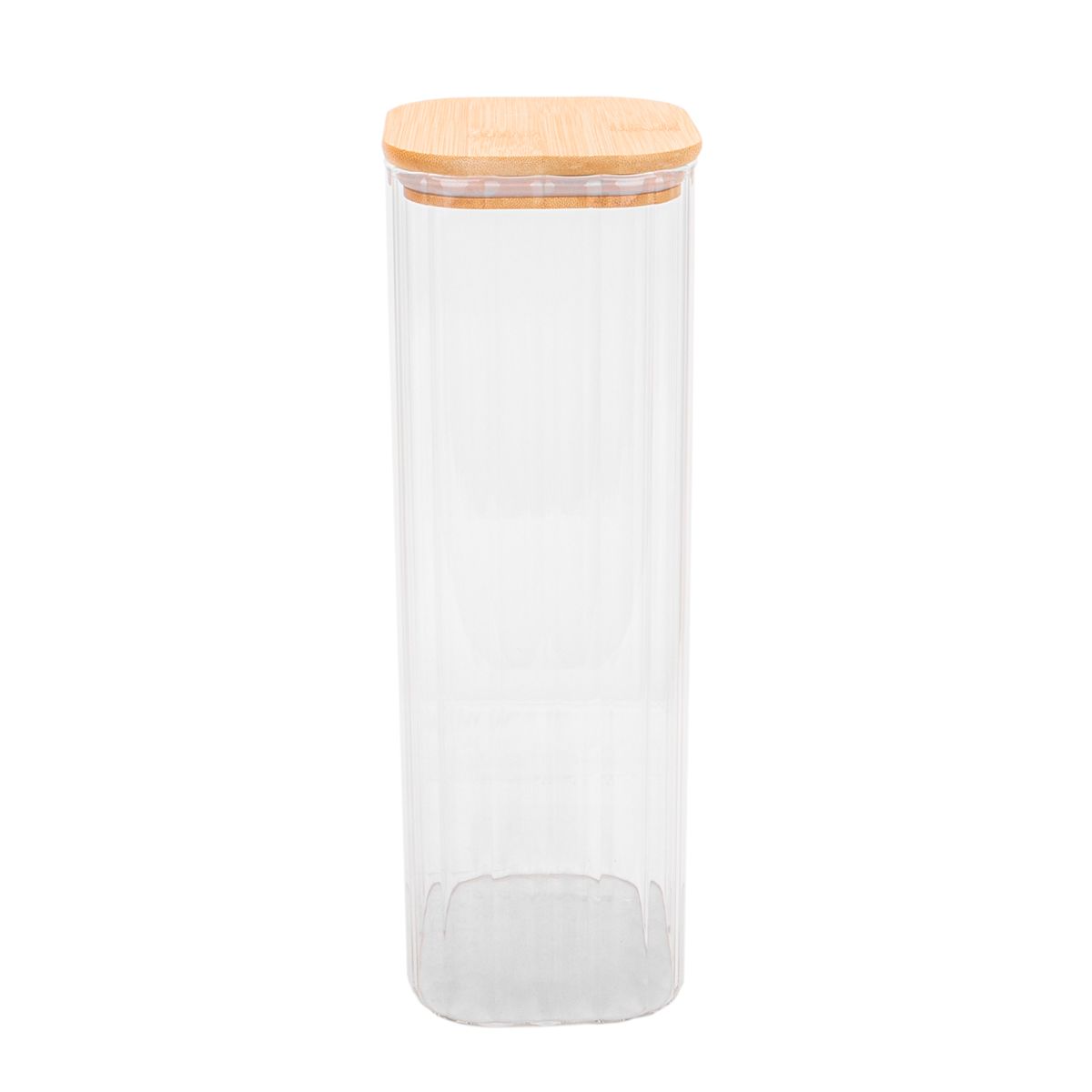 POTE DE VIDRIO TAPA DE BAMBU 10X30CM