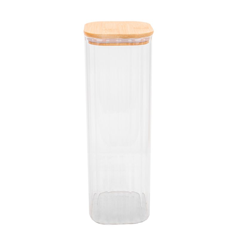 POTE DE VIDRIO TAPA DE BAMBU 10X30CM