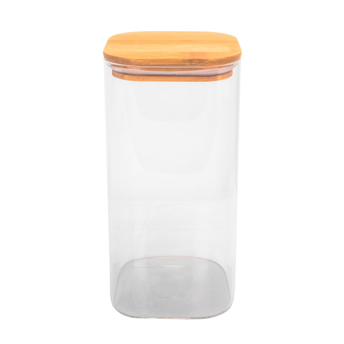 POTE DE VIDRIO TAPA DE BAMBU 10X20CM