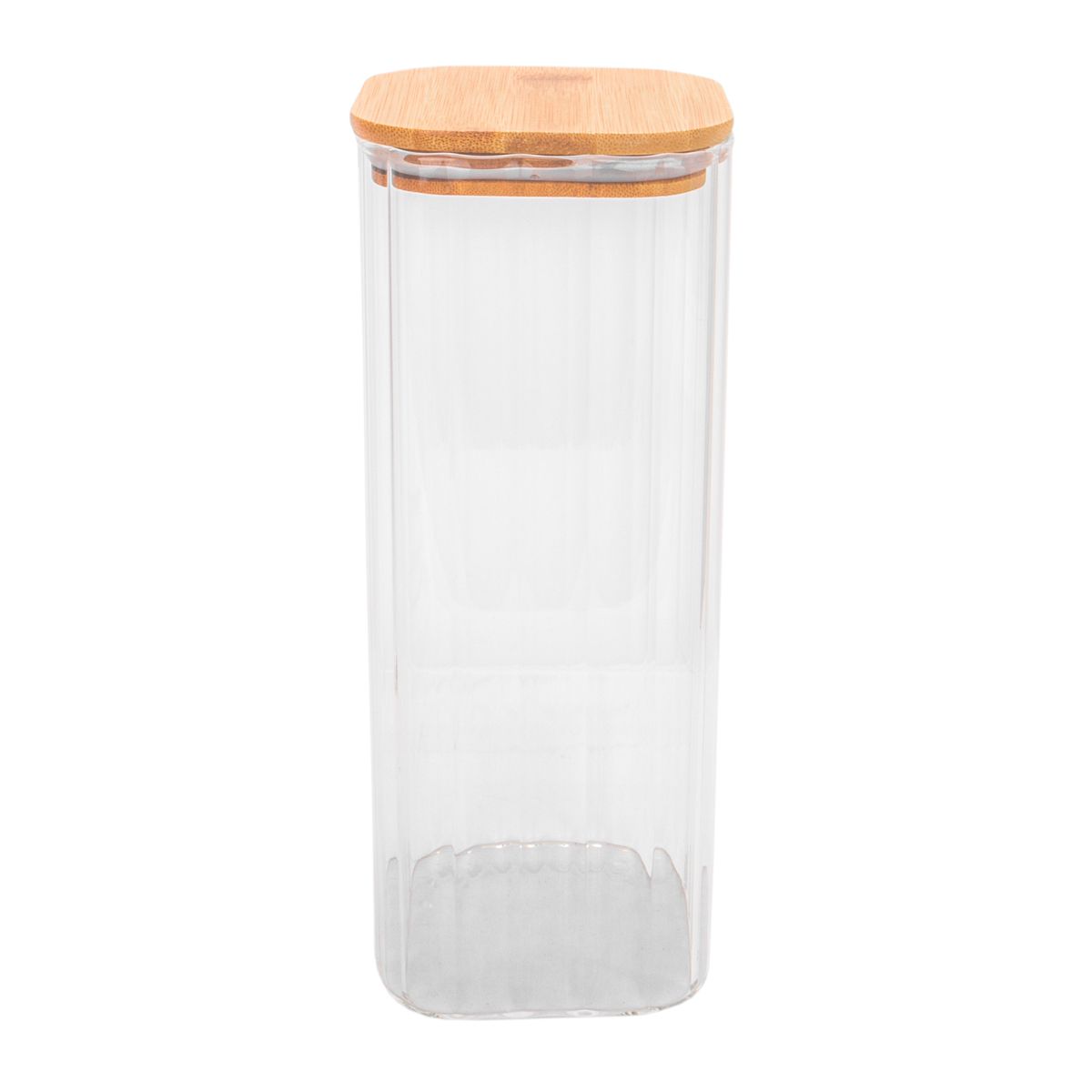 POTE DE VIDRIO TAPA DE BAMBU 10X25CM